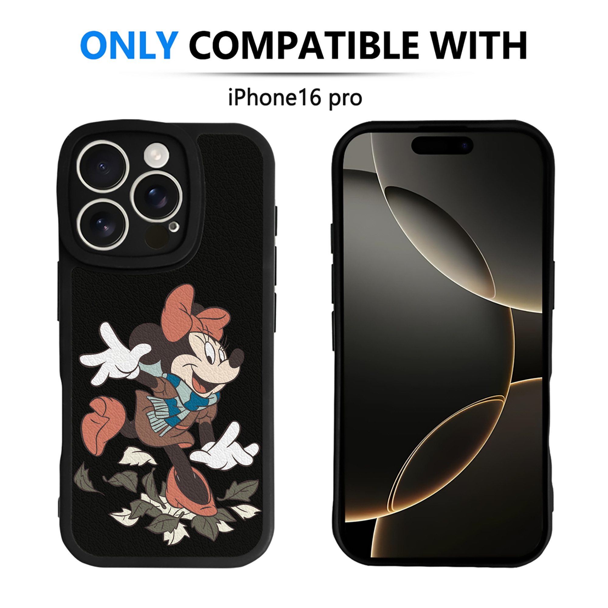 （画像用） ミッキーマウス Mickey Mouse 【iPhone 16シリーズ対応】シリコンスマホケース（レザー調） 材質：シリコン